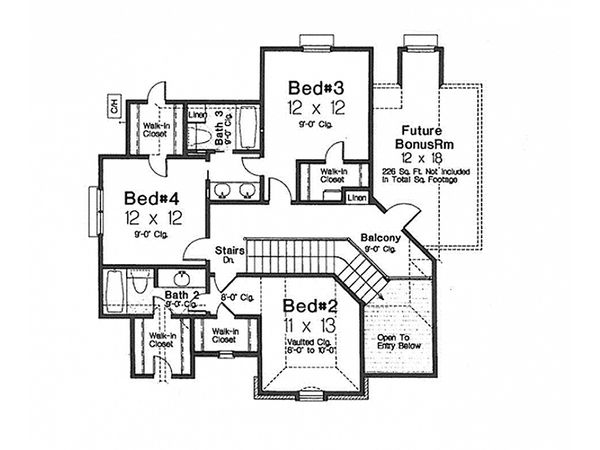 Architectural House Design - European Floor Plan - Upper Floor Plan #310-992