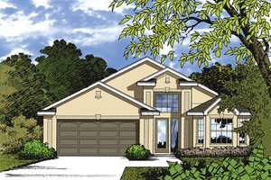 Exterior - Front Elevation for Mediterranean House Plan #417-837 - 3 bed, 2 bath