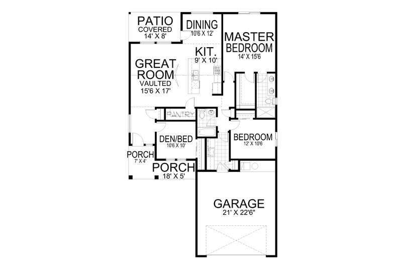House Blueprint - Floor Plan - Main Floor for Contemporary House Plan #112-239 - 3 bed, 2 bath