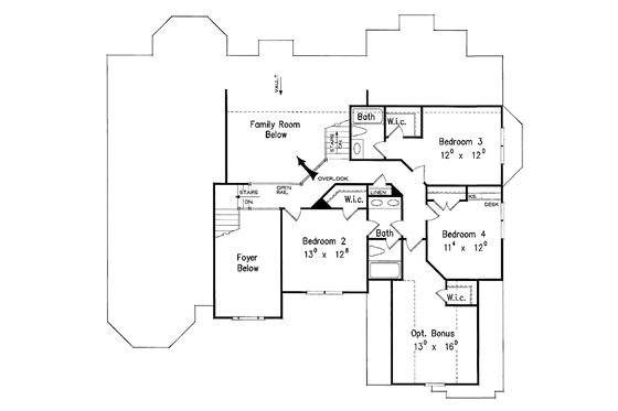 Floor Plan - Upper Floor for Mediterranean House Plan #927-98 - 4 bed, 3.5 bath