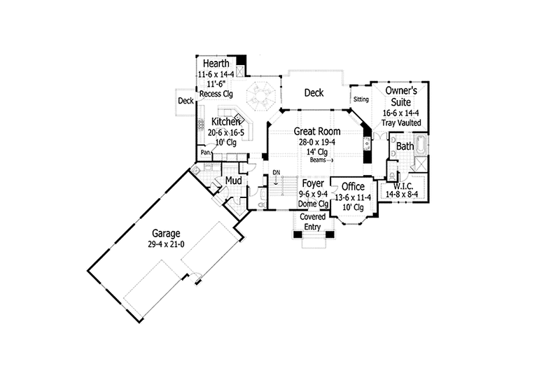 Home Plan - Floor Plan - Main Floor for European House Plan #51-1125 - 4 bed, 3.5 bath