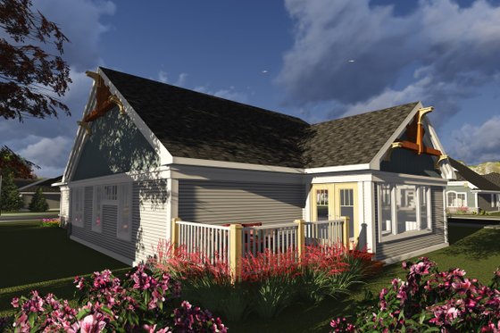 Exterior - Rear Elevation for Ranch House Plan #70-1241 - 2 bed, 2 bath