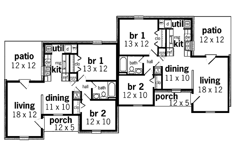 Dream House Plan - Floor Plan - Main Floor for Traditional House Plan #45-393 - 4 bed, 2 bath