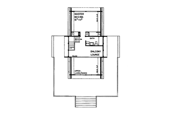Floor Plan - Upper Floor for Contemporary House Plan #72-631 - 3 bed, 2 bath