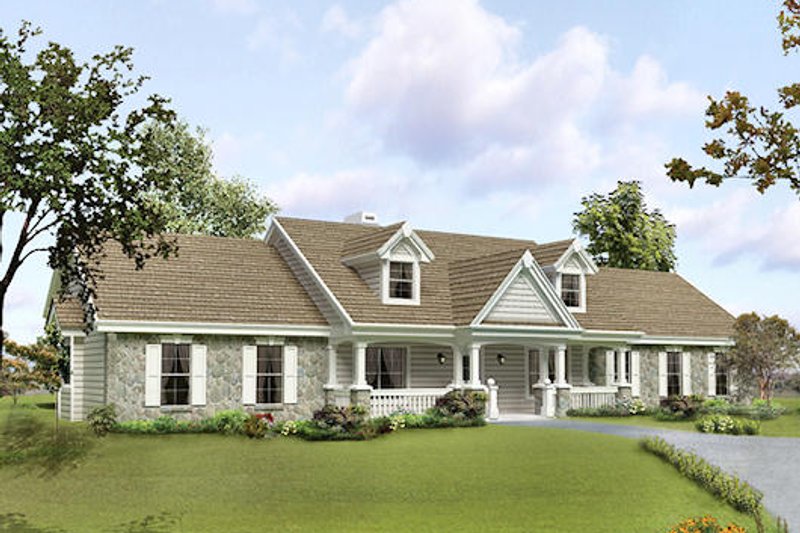 Dream House Plan - Farmhouse Exterior - Front Elevation Plan #57-373