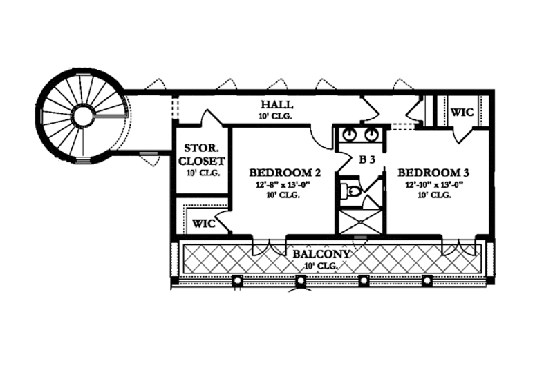 Home Plan - Floor Plan - Upper Floor for Mediterranean House Plan #1058-10 - 4 bed, 3.5 bath