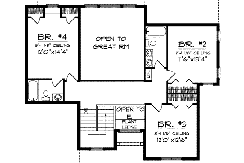 Home Plan - Floor Plan - Upper Floor for European House Plan #70-631 - 4 bed, 3.5 bath