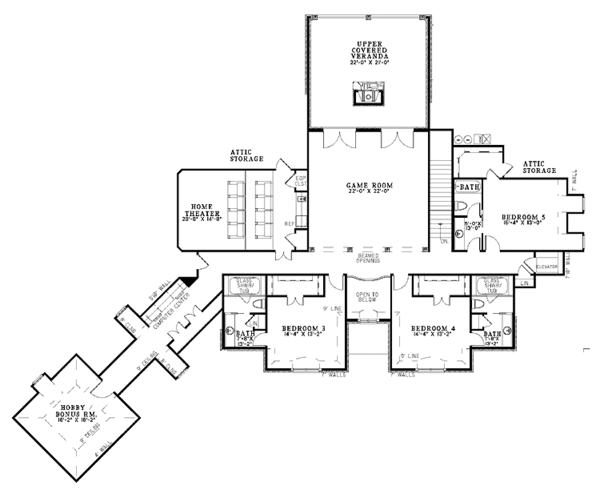 Home Plan - Traditional Floor Plan - Upper Floor Plan #17-3321