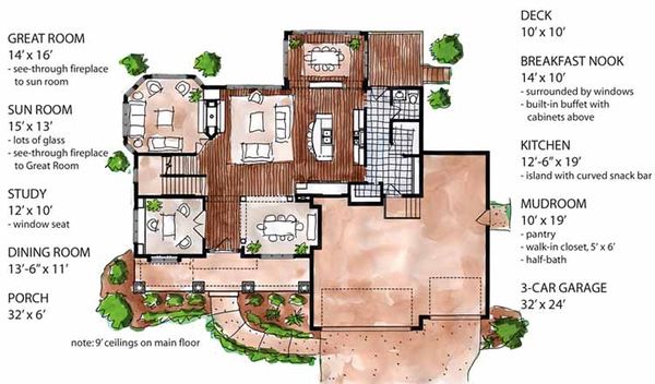 Home Plan - Country Floor Plan - Main Floor Plan #320-1474