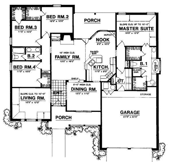 House Blueprint - Country Floor Plan - Main Floor Plan #40-479