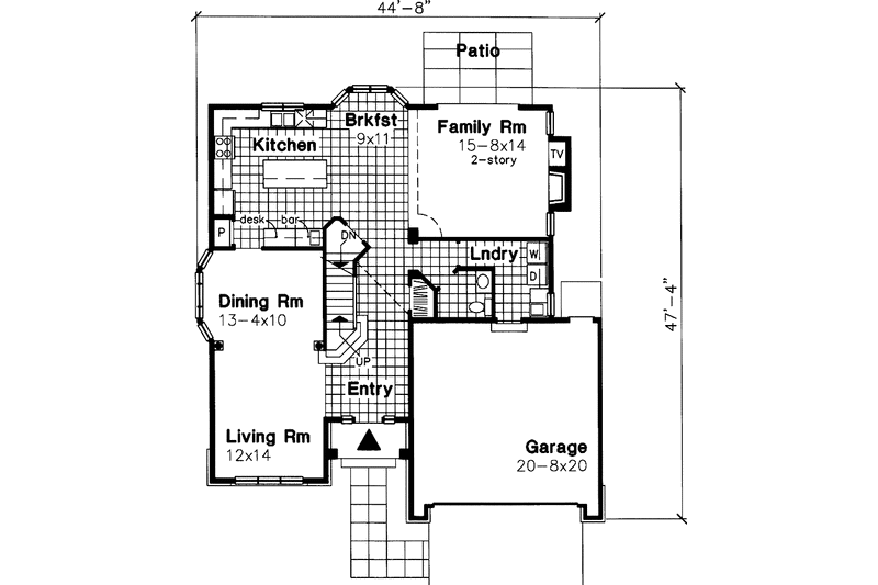 Architectural House Design - Floor Plan - Main Floor for Contemporary House Plan #320-644 - 4 bed, 2.5 bath
