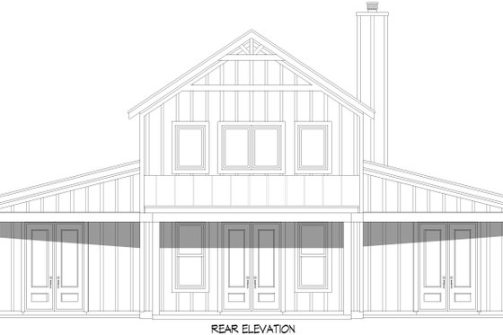Exterior - Rear Elevation 1 for Barndominium House Plan #932-1132 - 3 bed, 3.5 bath