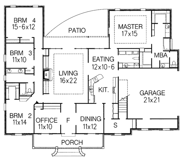 Architectural House Design - Country Floor Plan - Main Floor Plan #15-302