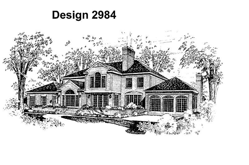 Home Plan - Exterior - Rear Elevation for Classical House Plan #72-809 - 4 bed, 4.5 bath