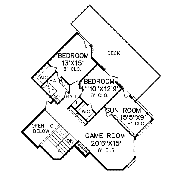 Traditional Floor Plan - Upper Floor Plan #65-494