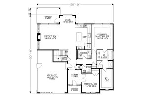 Floor Plan - Main Floor for Traditional House Plan #53-615 - 3 bed, 2.5 bath
