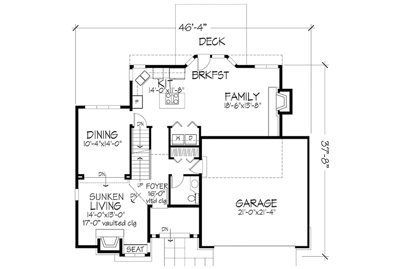 Home Plan - Floor Plan - Main Floor for Country House Plan #320-1093 - 3 bed, 2.5 bath