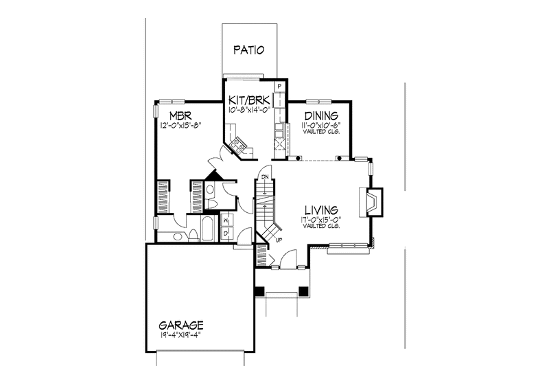 Home Plan - Floor Plan - Main Floor for Bungalow House Plan #320-935 - 3 bed, 2.5 bath