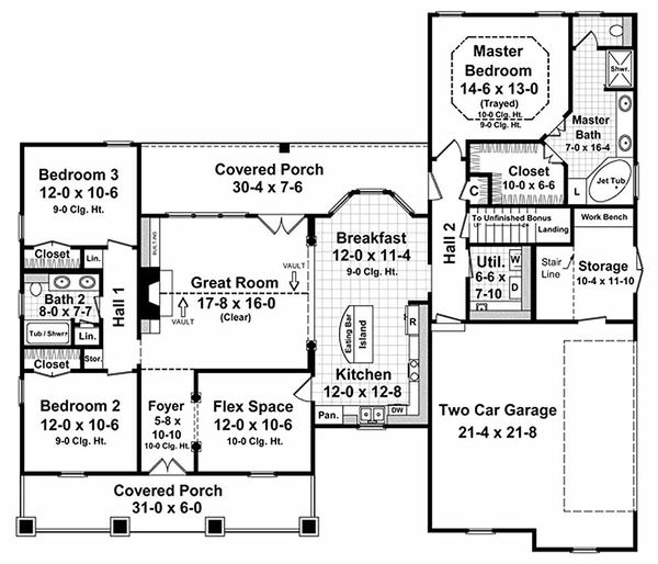 House Design - Country Floor Plan - Main Floor Plan #21-190