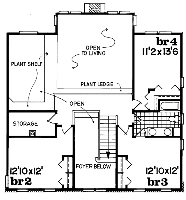 Home Plan - Classical Floor Plan - Upper Floor Plan #47-1038