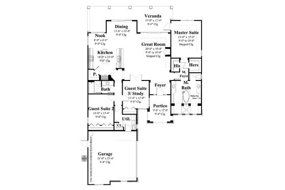 Floor Plan - Main Floor for Country House Plan #930-371 - 3 bed, 2 bath