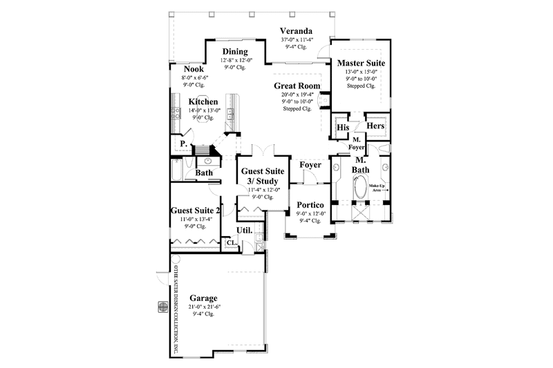 Dream House Plan - Floor Plan - Main Floor for Country House Plan #930-371 - 3 bed, 2 bath