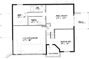 Floor Plan - Lower Floor for European House Plan #308-115 - 4 bed, 3 bath