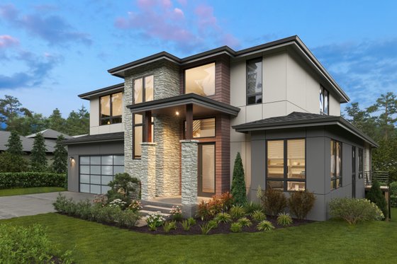 Exterior - Front Elevation 3 for Contemporary House Plan #1066-283 - 6 bed, 6.5 bath