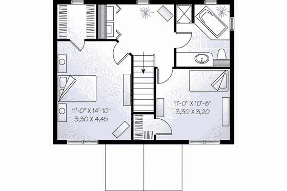 Floor Plan - Upper Floor for European House Plan #23-610 - 2 bed, 1.5 bath
