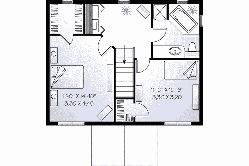 Home Plan - Floor Plan - Upper Floor for European House Plan #23-610 - 2 bed, 1.5 bath