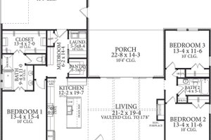 Floor Plan - Main Floor for Traditional House Plan #406-9671 - 3 bed, 2 bath