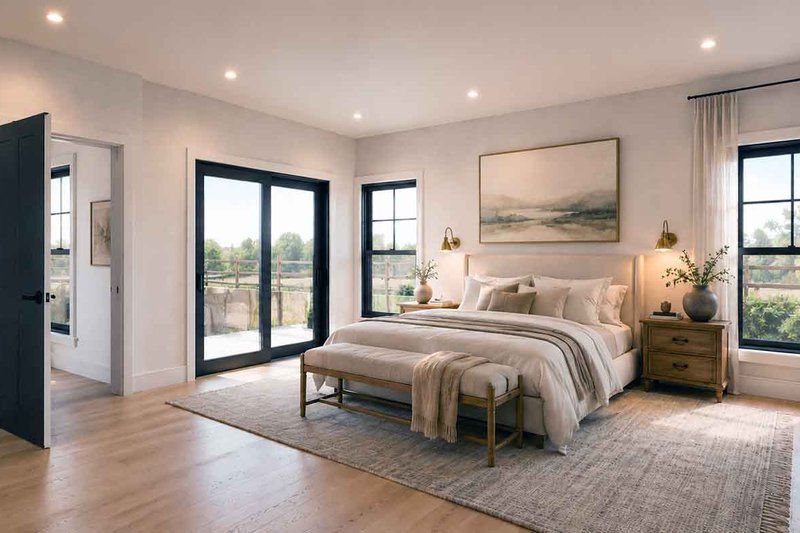 Architectural House Design - Interior - Master Bedroom for Farmhouse House Plan #1101-67 - 4 bed, 4.5 bath