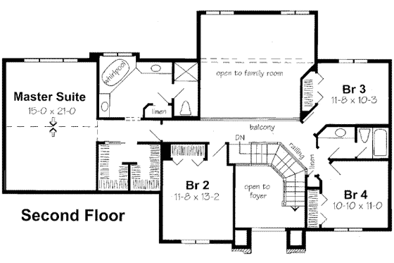 Floor Plan - Upper Floor for Traditional House Plan #312-147 - 4 bed, 2.5 bath