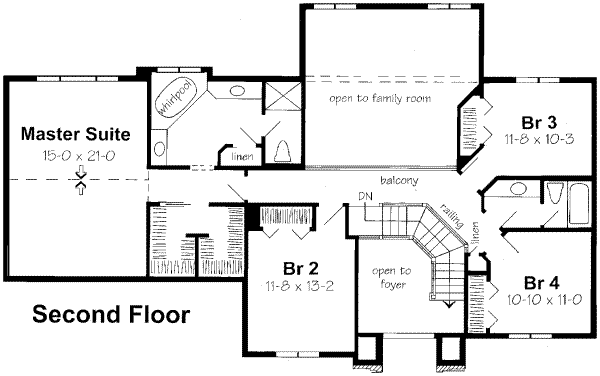 Traditional Floor Plan - Upper Floor Plan #312-147