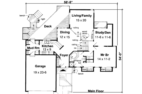 Floor Plan - Main Floor House Plan #312-445 - 4 bed, 2 bath