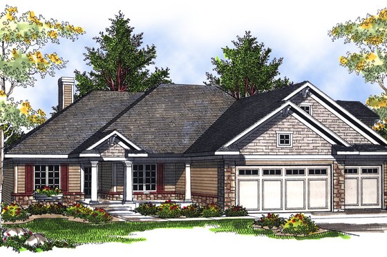 Exterior - Front Elevation for Traditional House Plan #70-698 - 3 bed, 2 bath