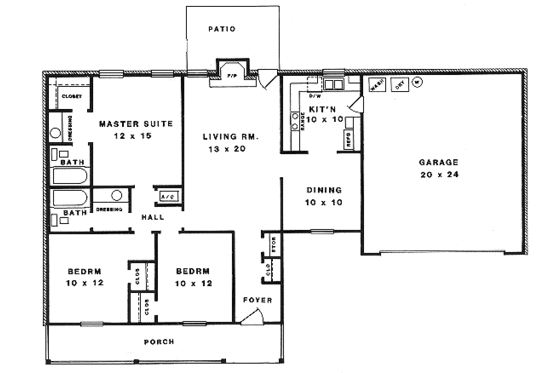 Floor Plan - Main Floor for Country House Plan #14-149 - 3 bed, 2 bath