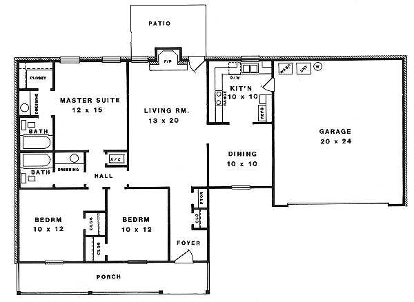 House Design - Country Floor Plan - Main Floor Plan #14-149