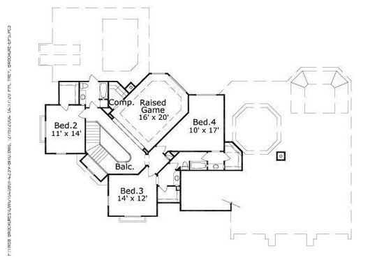 Floor Plan - Upper Floor for European House Plan #411-676 - 4 bed, 3.5 bath