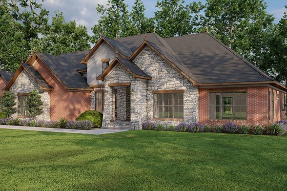 Exterior - Front Elevation 4 for European House Plan #923-333 - 4 bed, 3 bath