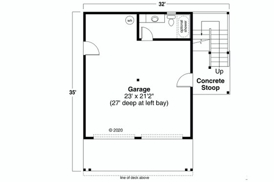 Floor Plan - Main Floor for Craftsman House Plan #124-1247 - 1 bed, 1.5 bath