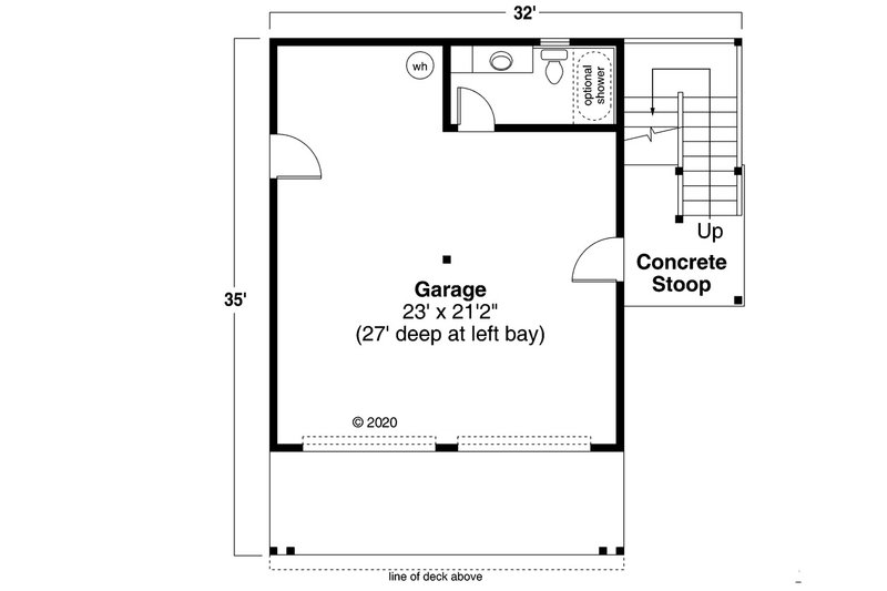 Architectural House Design - Floor Plan - Main Floor for Craftsman House Plan #124-1247 - 1 bed, 1.5 bath
