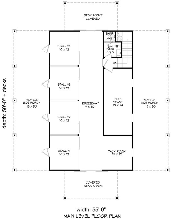 House Blueprint - Barndominium Floor Plan - Lower Floor Plan #932-1247