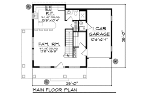 Floor Plan - Main Floor for Bungalow House Plan #70-969 - 2 bed, 1.5 bath