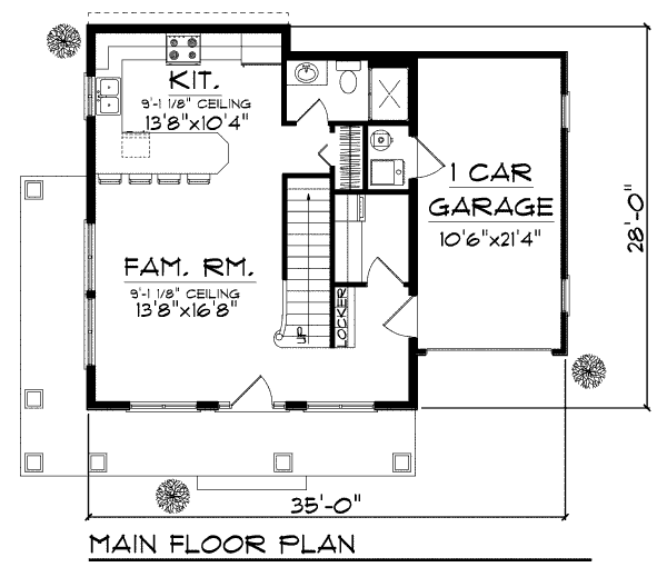 Home Plan - Bungalow Floor Plan - Main Floor Plan #70-969