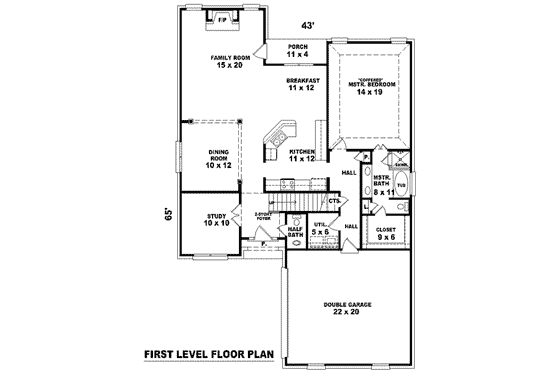 Floor Plan - Main Floor for European House Plan #81-829 - 3 bed, 2.5 bath