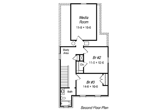 Floor Plan - Upper Floor for European House Plan #329-205 - 3 bed, 2 bath