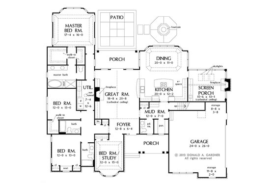 Floor Plan - Main Floor for European House Plan #929-31 - 4 bed, 3.5 bath