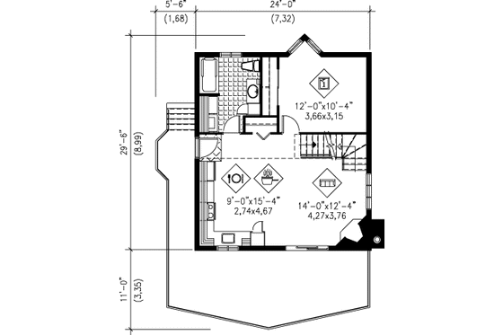 Floor Plan - Main Floor for Contemporary House Plan #25-4199 - 1 bed, 1 bath