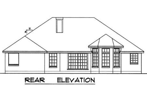 Exterior - Rear Elevation for European House Plan #40-349 - 3 bed, 2 bath